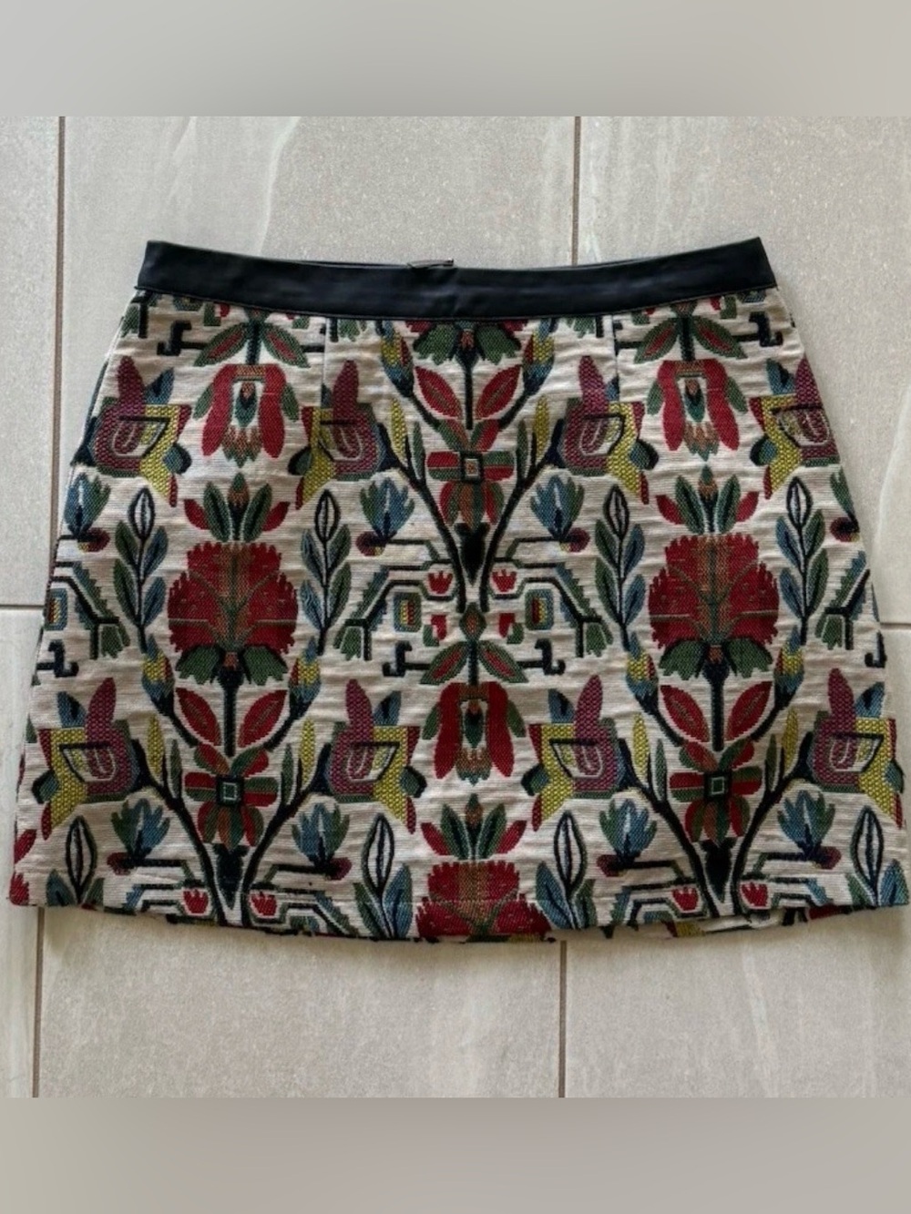 DejaVu Tapestry Mini Skirt Medium Boho Floral Print A-Line